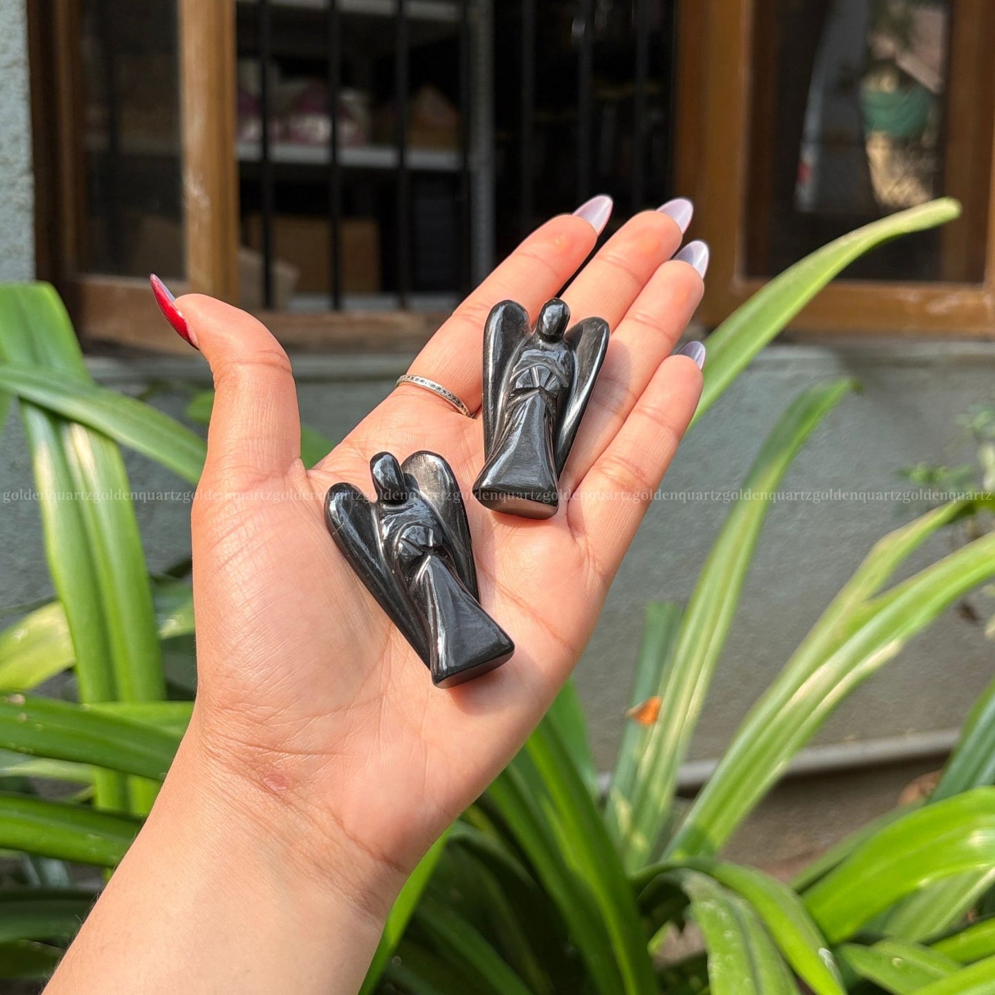 Black Tourmaline Angel - Golden Quartz