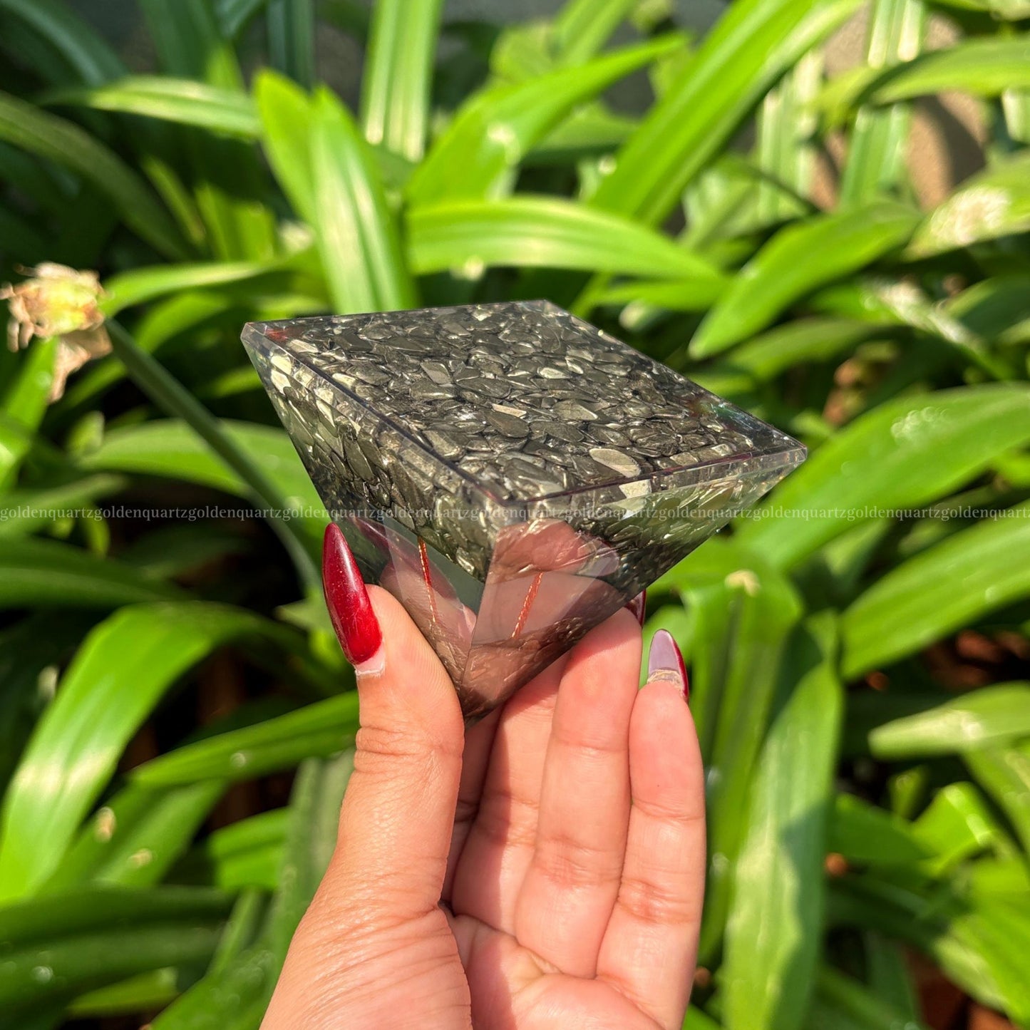 Pyrite Tree Of Life Orgonite / Orgone Pyramid For Attracting Wealth