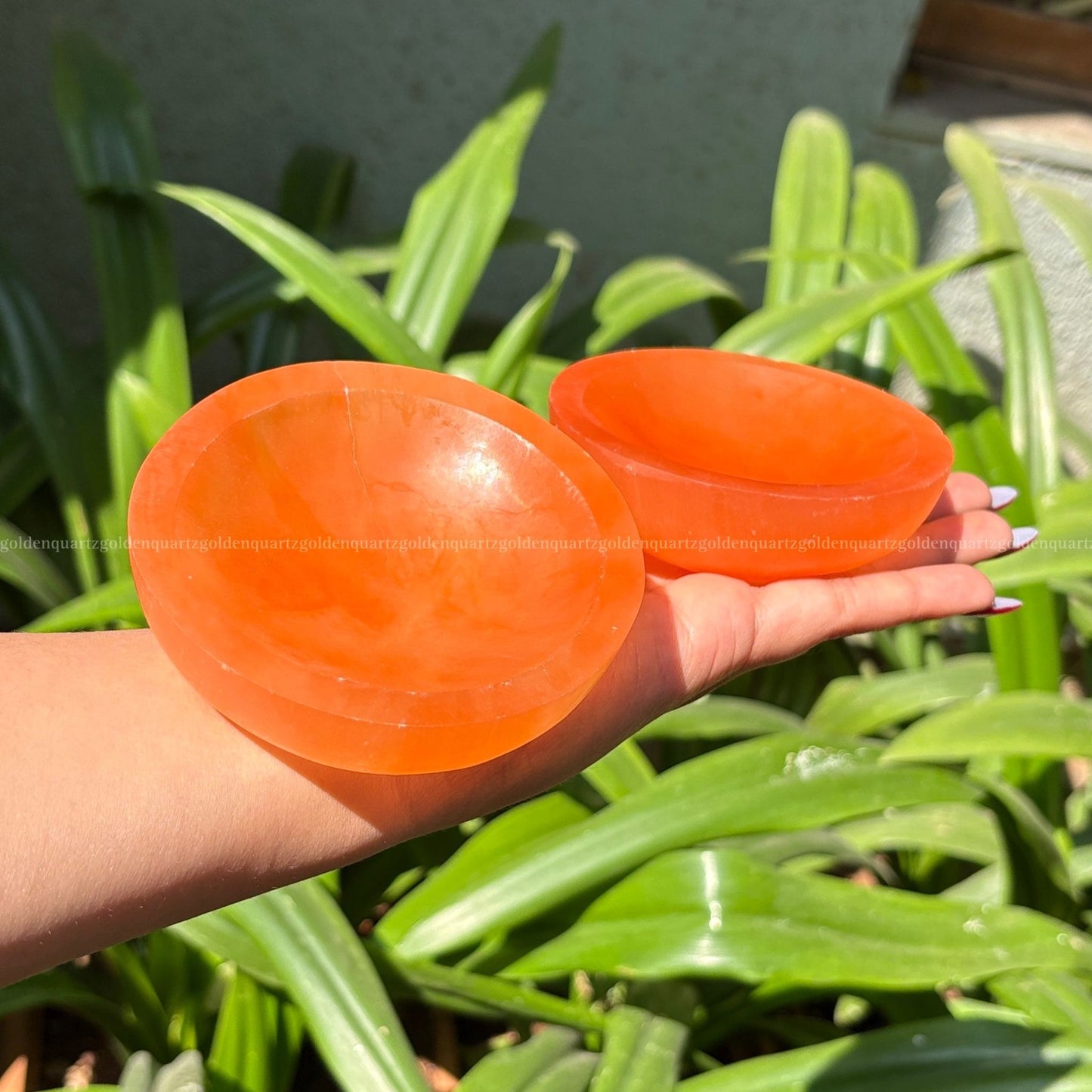 Selenite Bowl 4 Inch (Peach/ Orange) - Golden Quartz