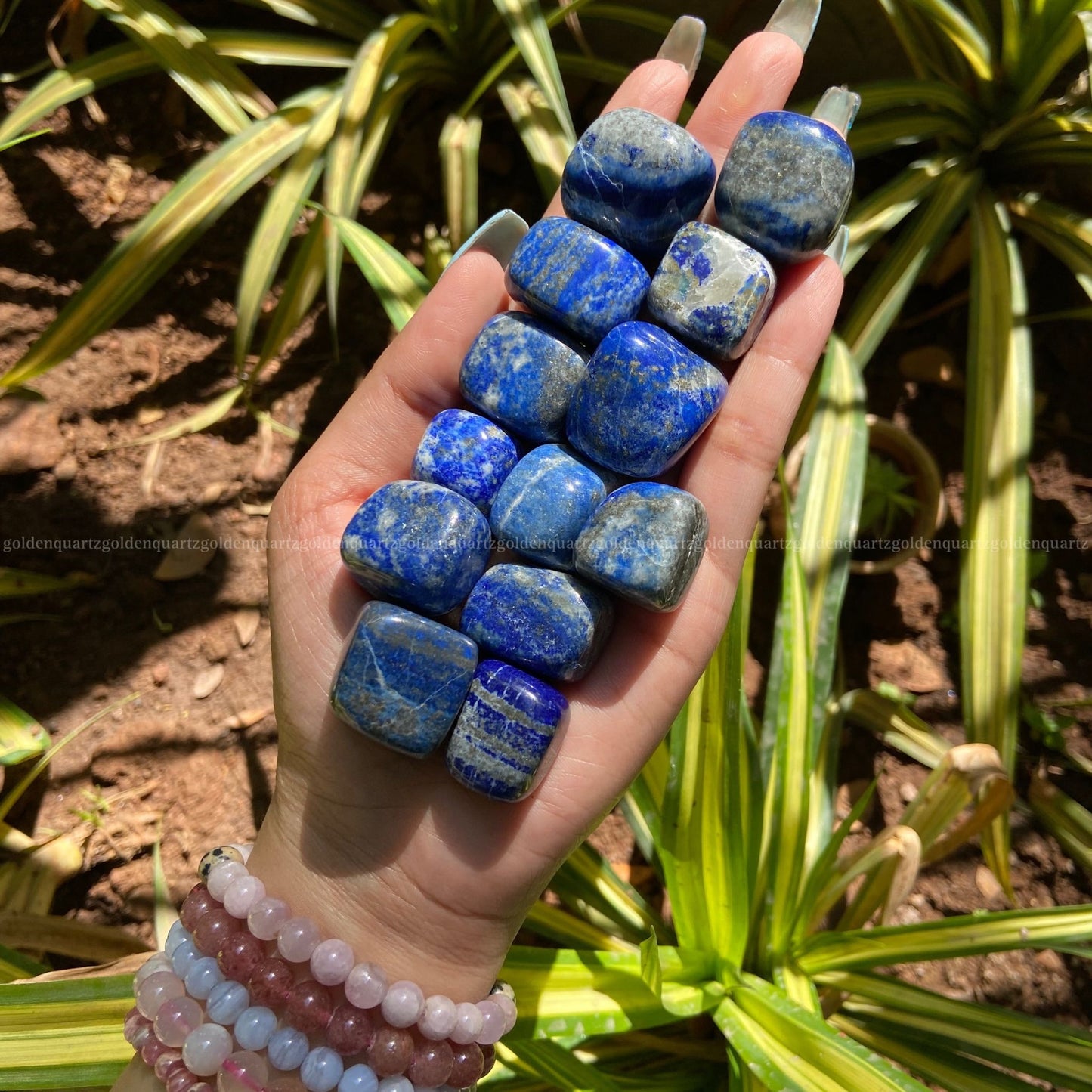 Lapis Lazuli Tumble Stone - Golden Quartz