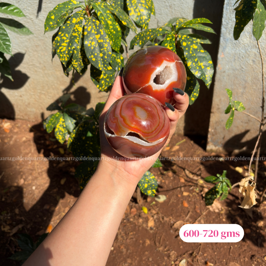 Carnelian Banded Druzy Sphere/ Ball