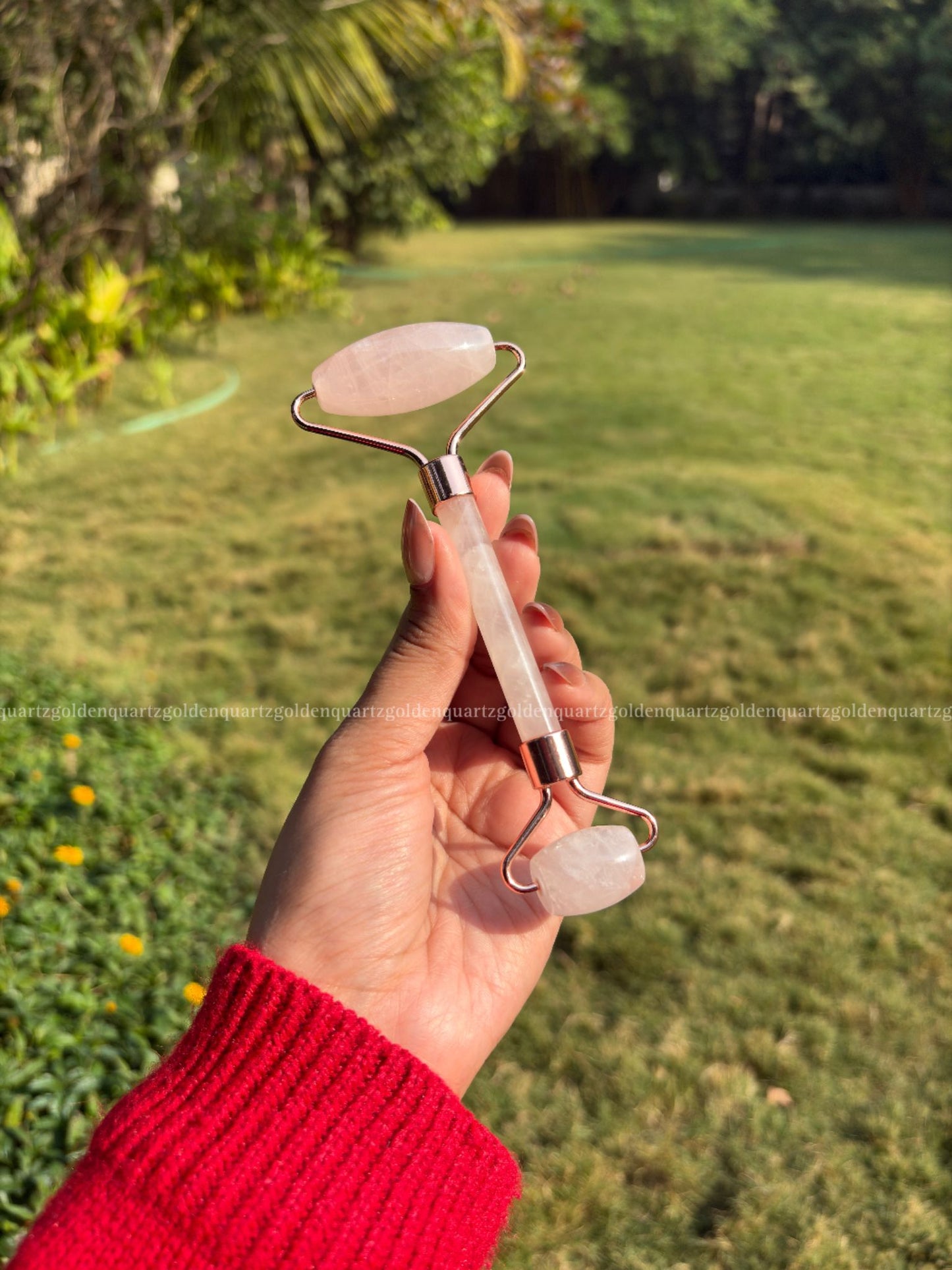 Rose Quartz Roller - Golden Quartz