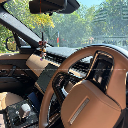 7 Seven Chakra Grape Raw Chunk Hanging - Golden Quartz