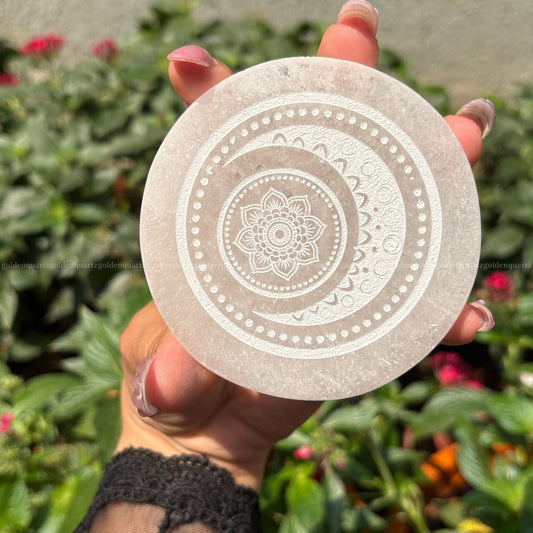 Crescent Moon Selenite Plate For Charging