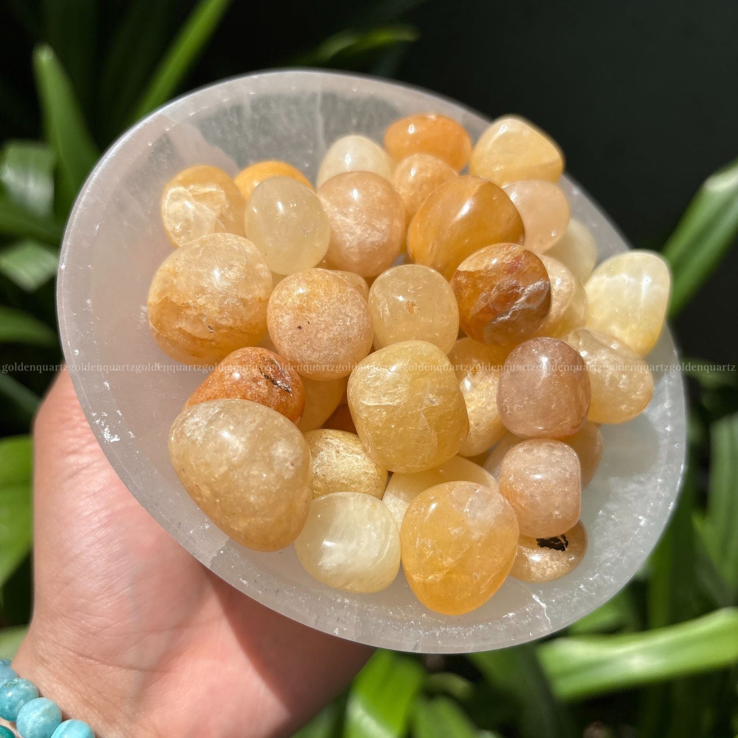 Natural Golden Quartz tumbled stone healing crystal