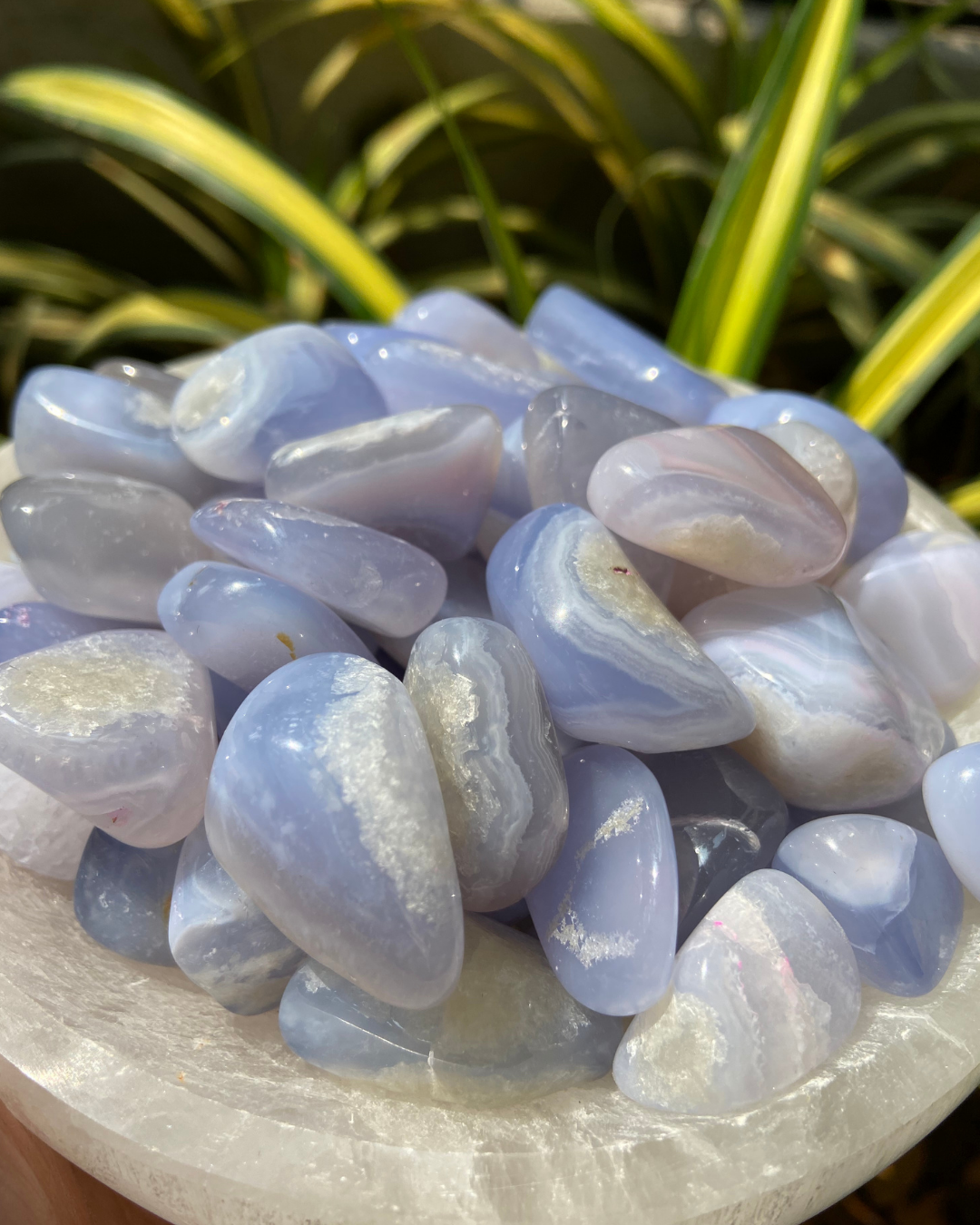 Blue lace agate tumble stones | Golden quartz 