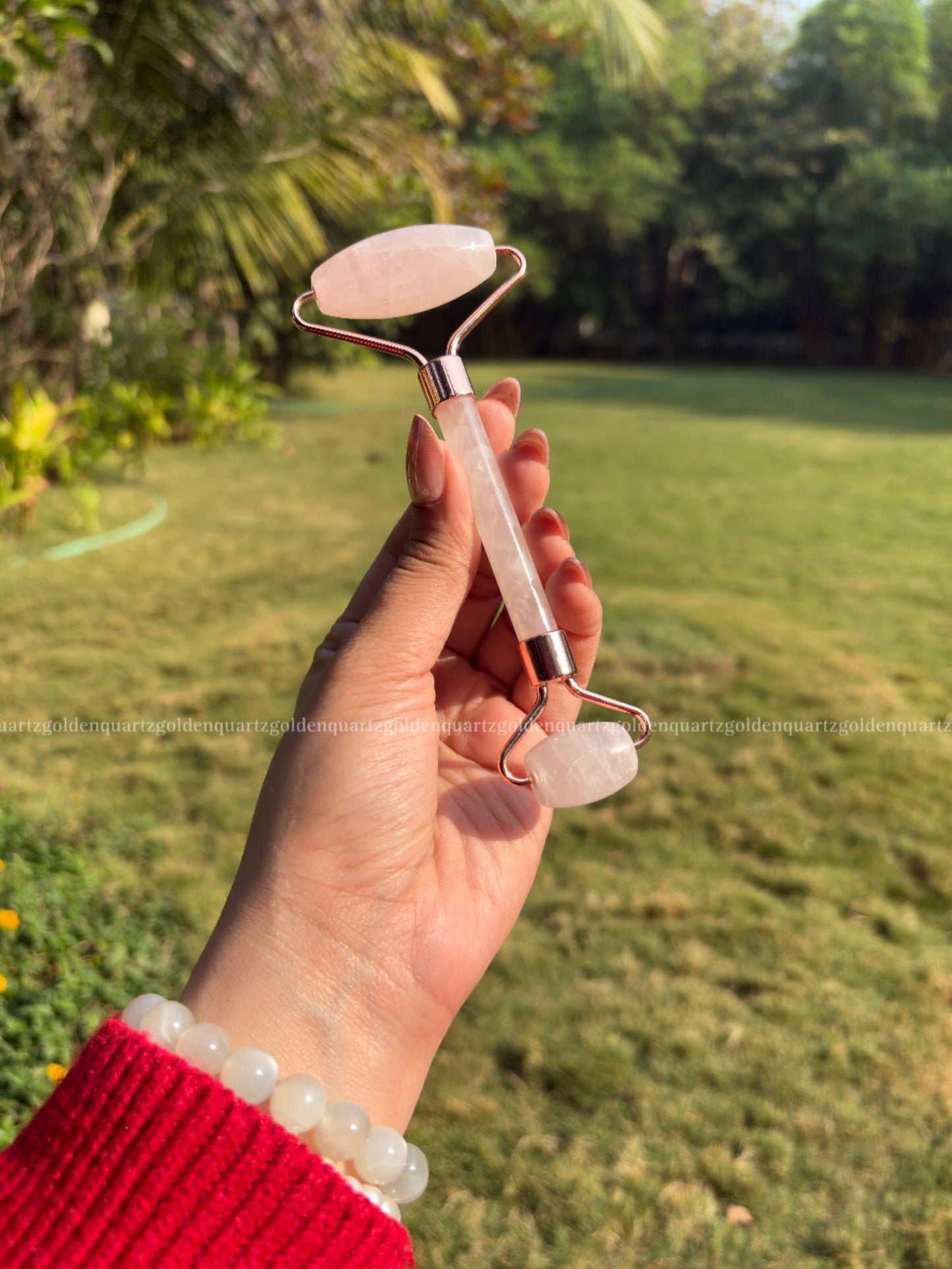 Rose Quartz Roller - Golden Quartz 