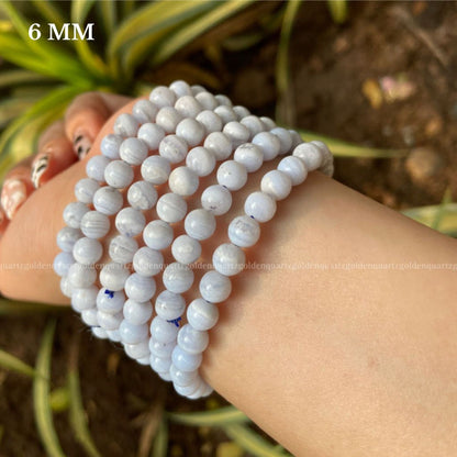 Blue Lace Agate Bracelet - Golden Quartz 