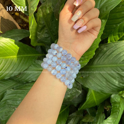 Blue Lace Agate Bracelet - Golden Quartz 