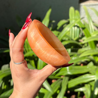 Selenite Bowl 4 Inch (Peach/ Orange) - Golden Quartz 