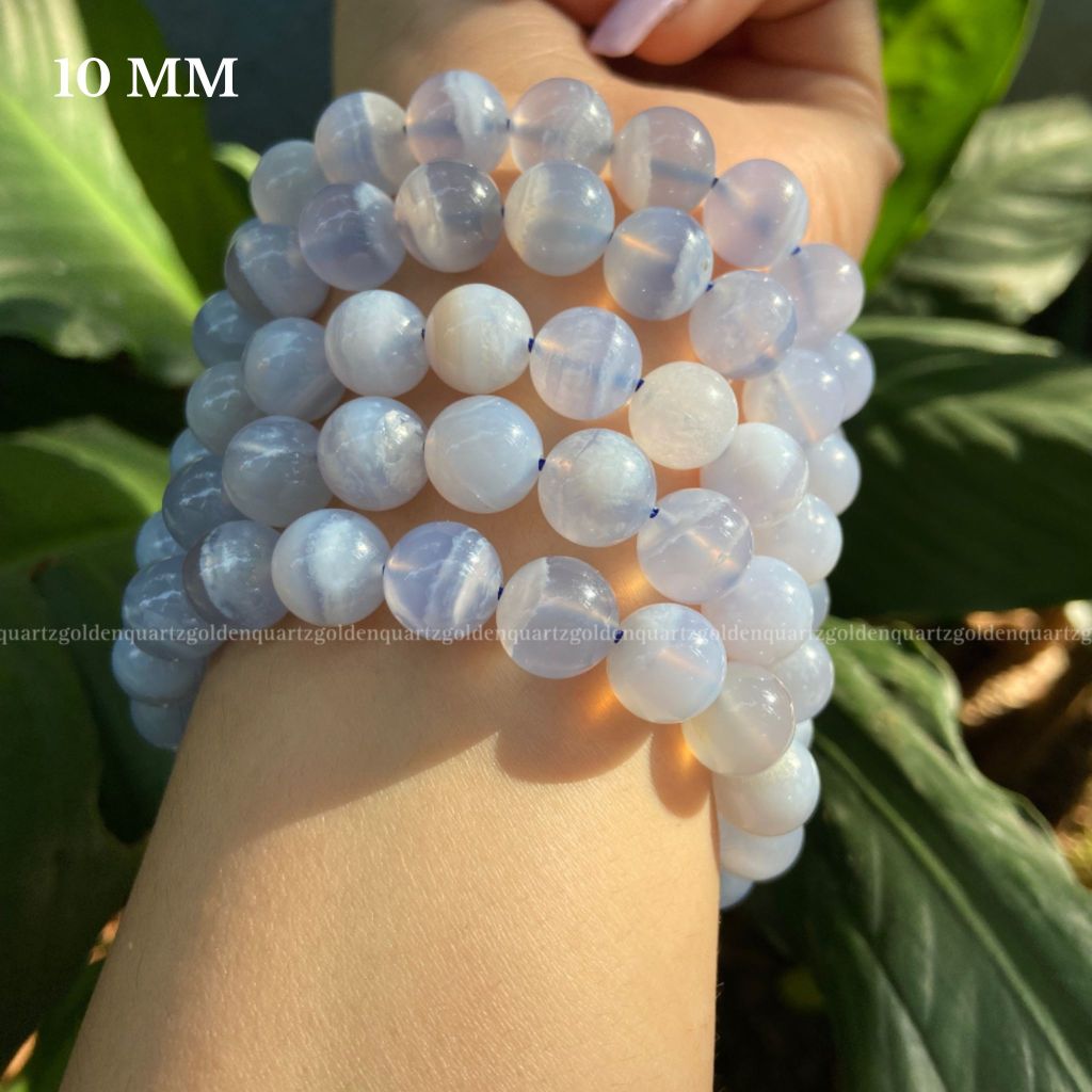 Blue Lace Agate Bracelet - Golden Quartz 