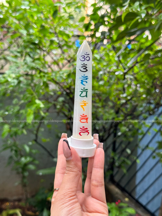 Selenite Tumble Stone - Golden Quartz 