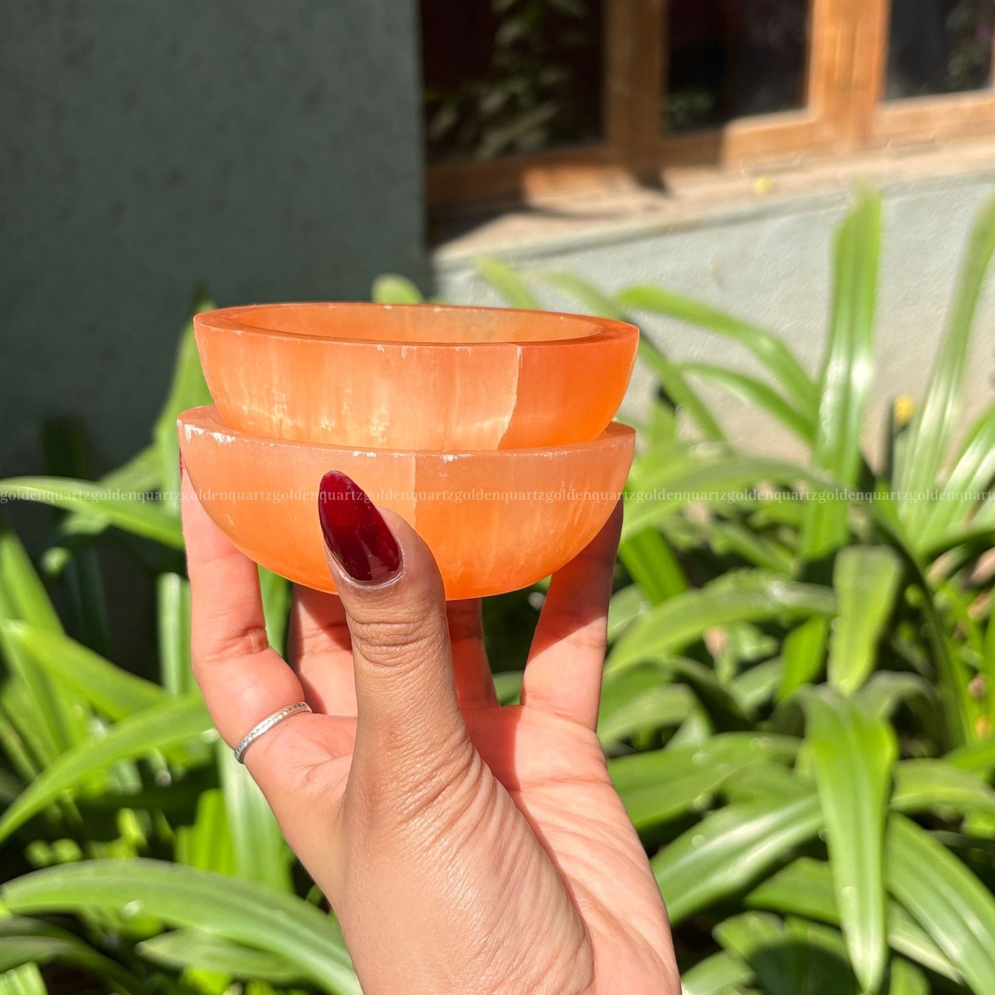 Selenite Bowl 4 Inch (Peach/ Orange) - Golden Quartz 