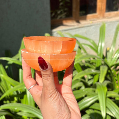 Selenite Bowl 4 Inch (Peach/ Orange) - Golden Quartz 