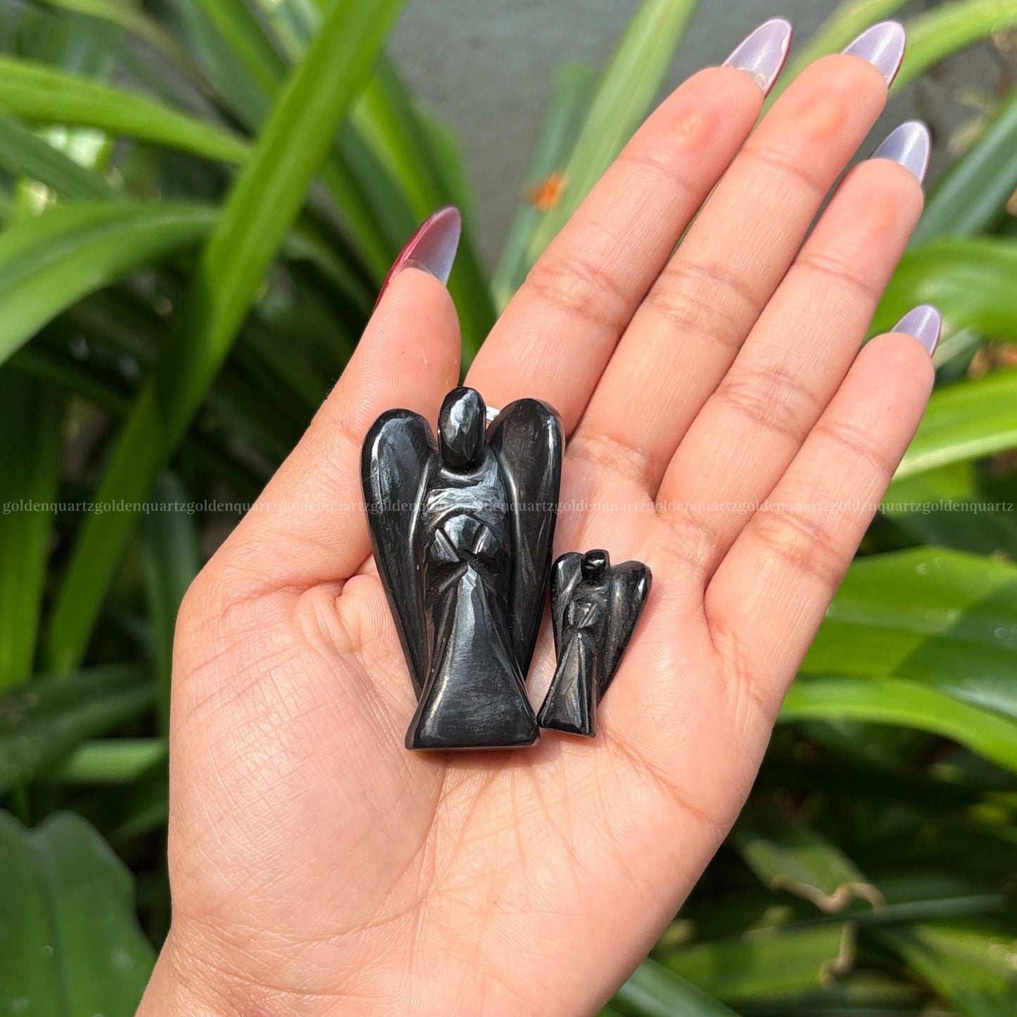 Black Tourmaline Angel - Golden Quartz 