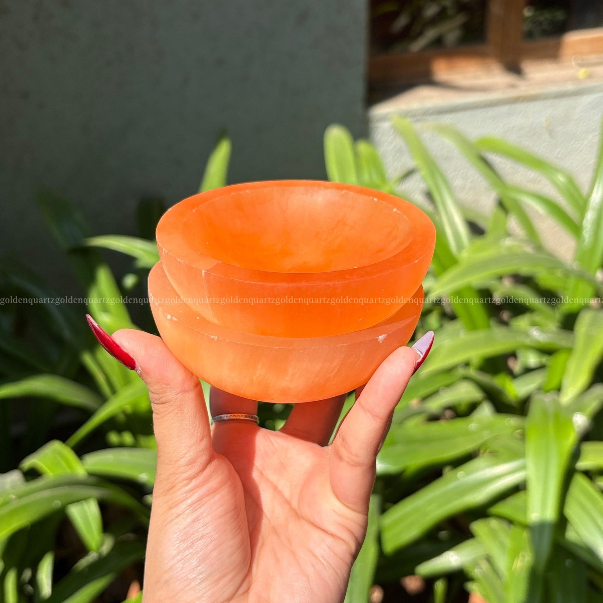 Selenite Bowl 4 Inch (Peach/ Orange) - Golden Quartz 