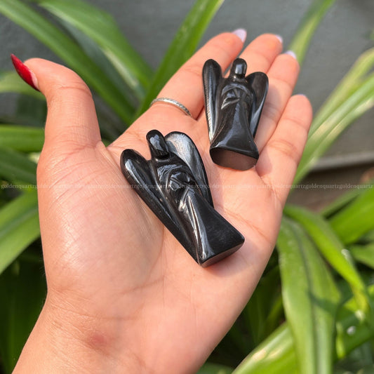 Black Tourmaline Angel - Golden Quartz 