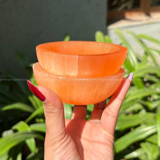 Selenite Bowl 4 Inch (Peach/ Orange) - Golden Quartz 