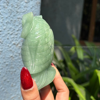 Green Aventurine Owl - Golden Quartz 