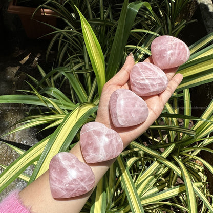 Puffy Rose Quartz Hearts