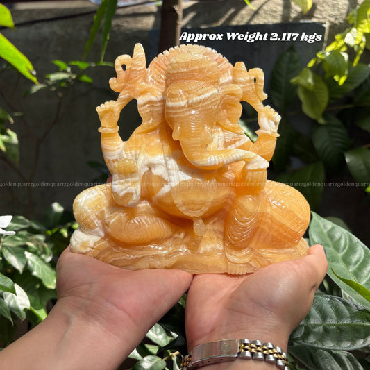 CALCITE GANESHA - Golden Quartz 