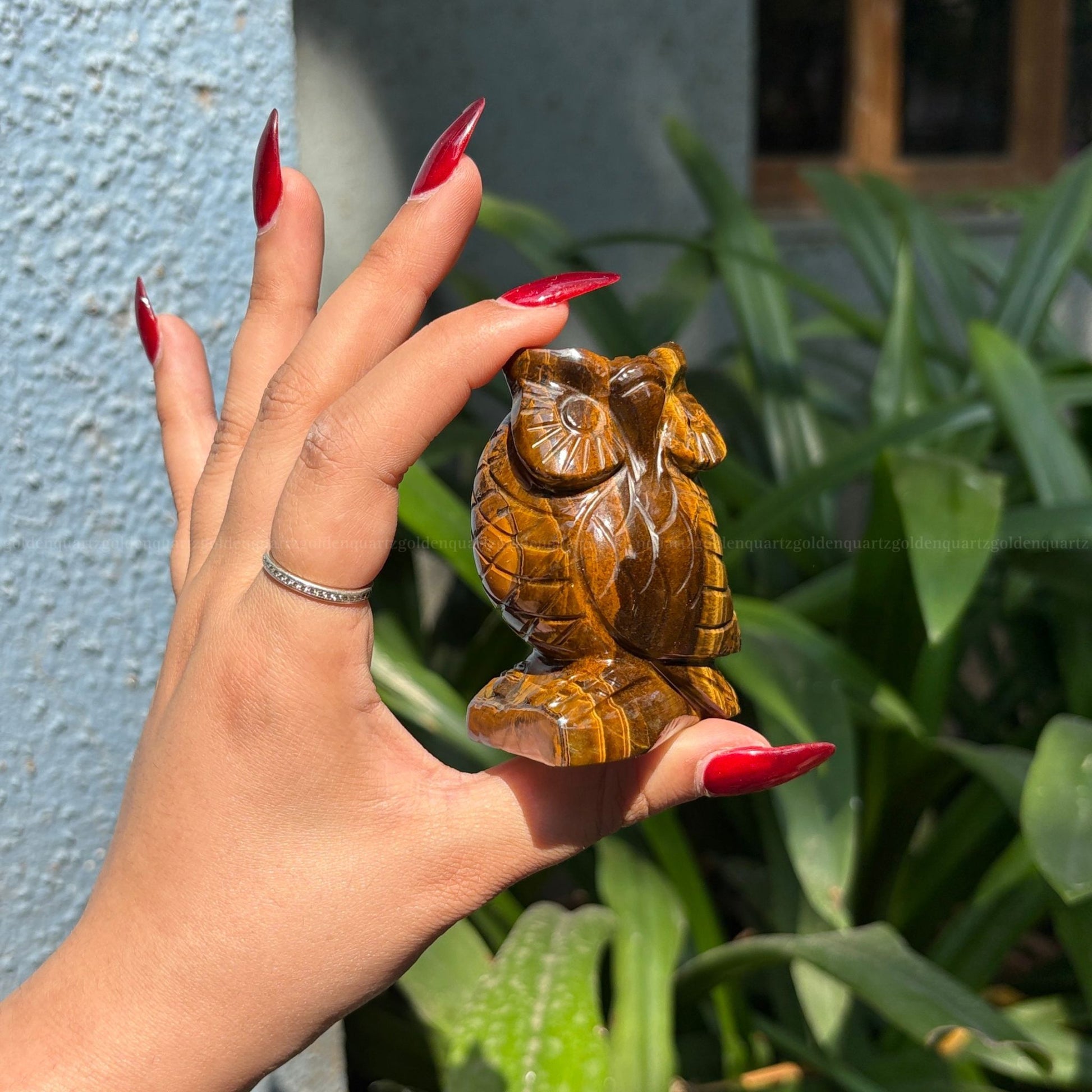 Tiger Eye Owl - Golden Quartz 