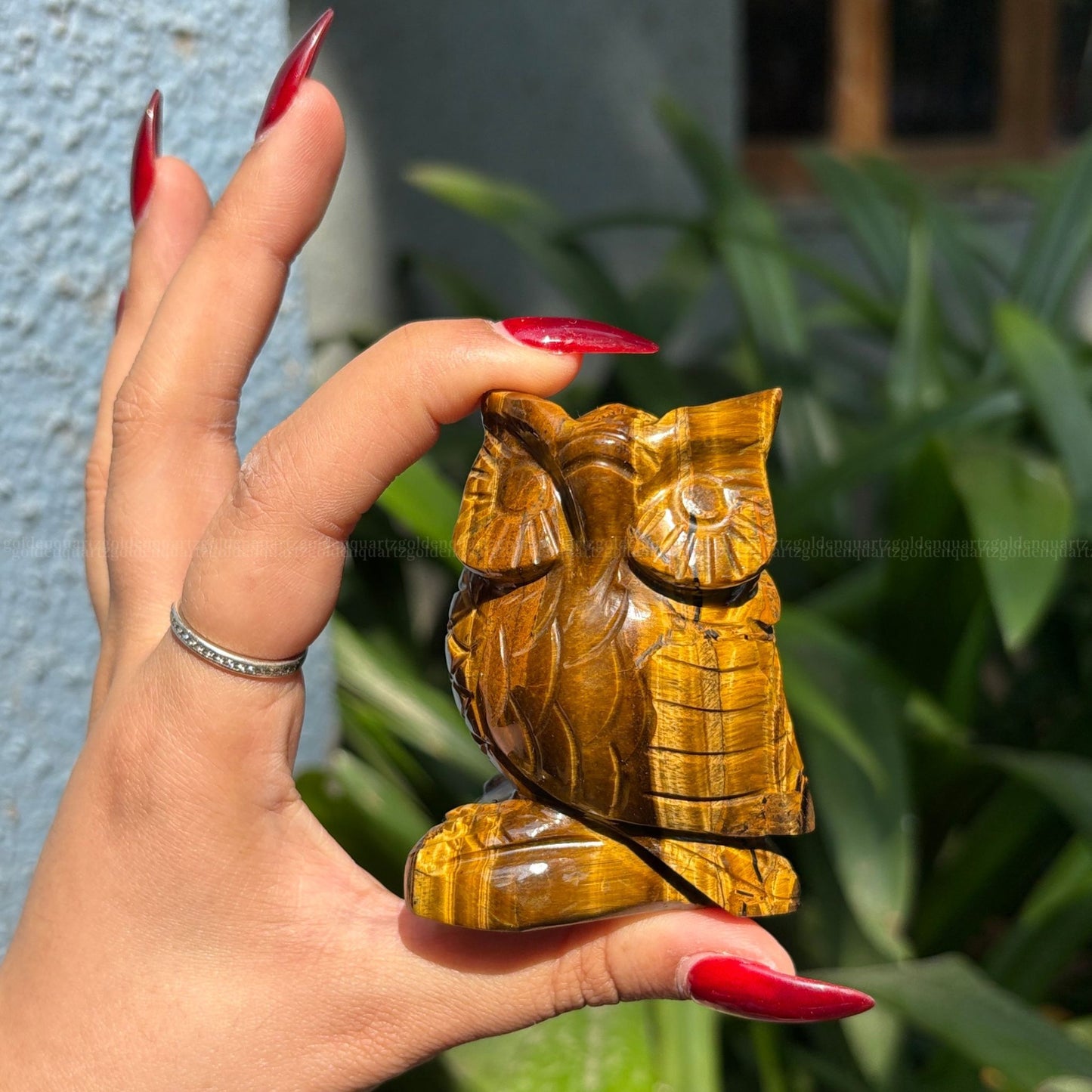 Tiger Eye Owl - Golden Quartz 
