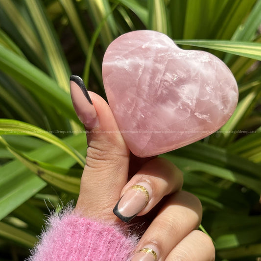 Puffy Rose Quartz Hearts