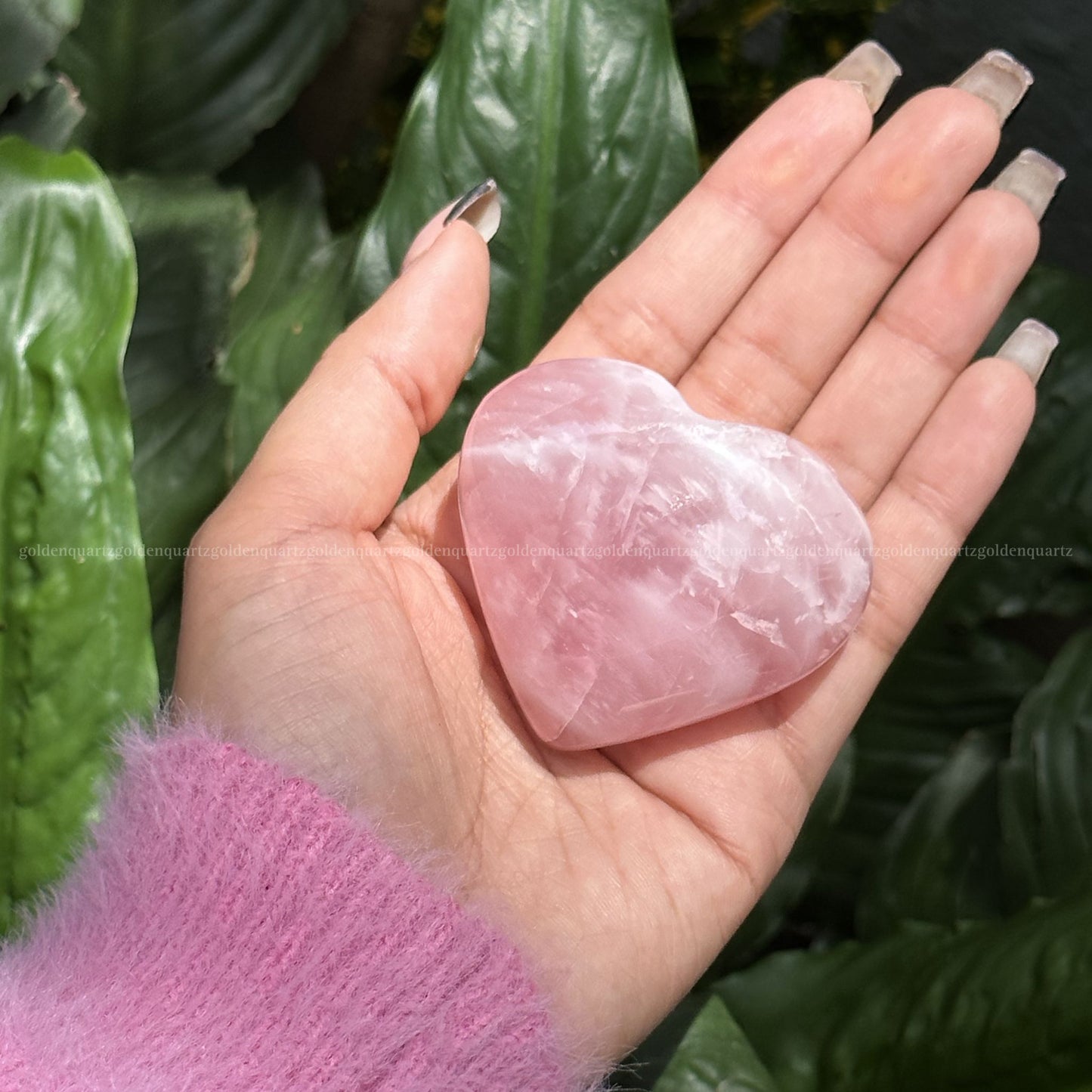 Puffy Rose Quartz Hearts