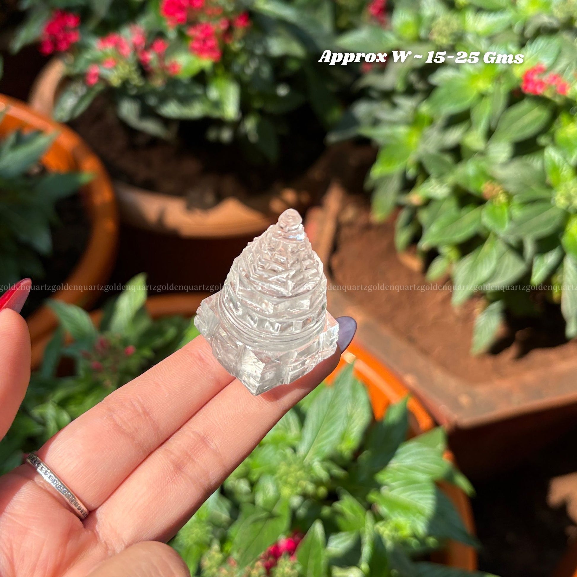CLEAR QUARTZ SHREE YANTRA - Golden Quartz 