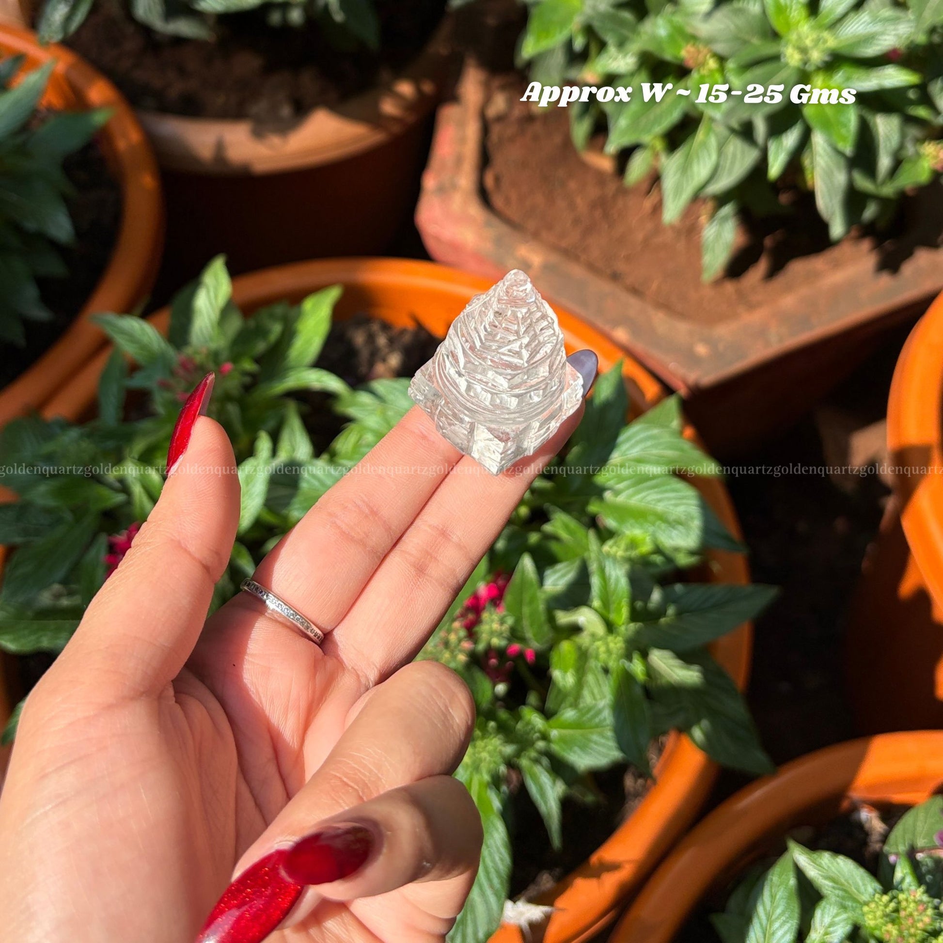 CLEAR QUARTZ SHREE YANTRA - Golden Quartz 