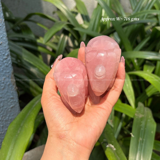 Rose Quartz Elephant Pair (Trunk Up)