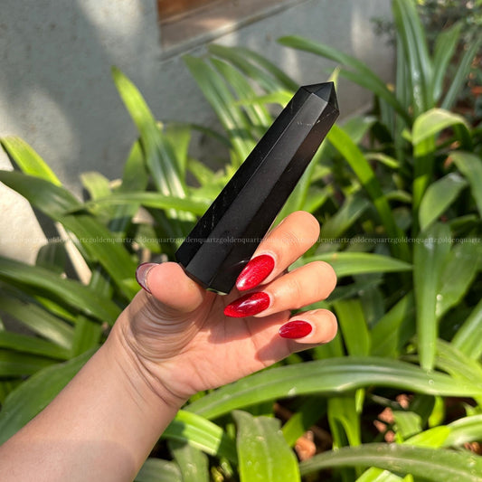 Black Tourmaline Pencils - Golden Quartz 