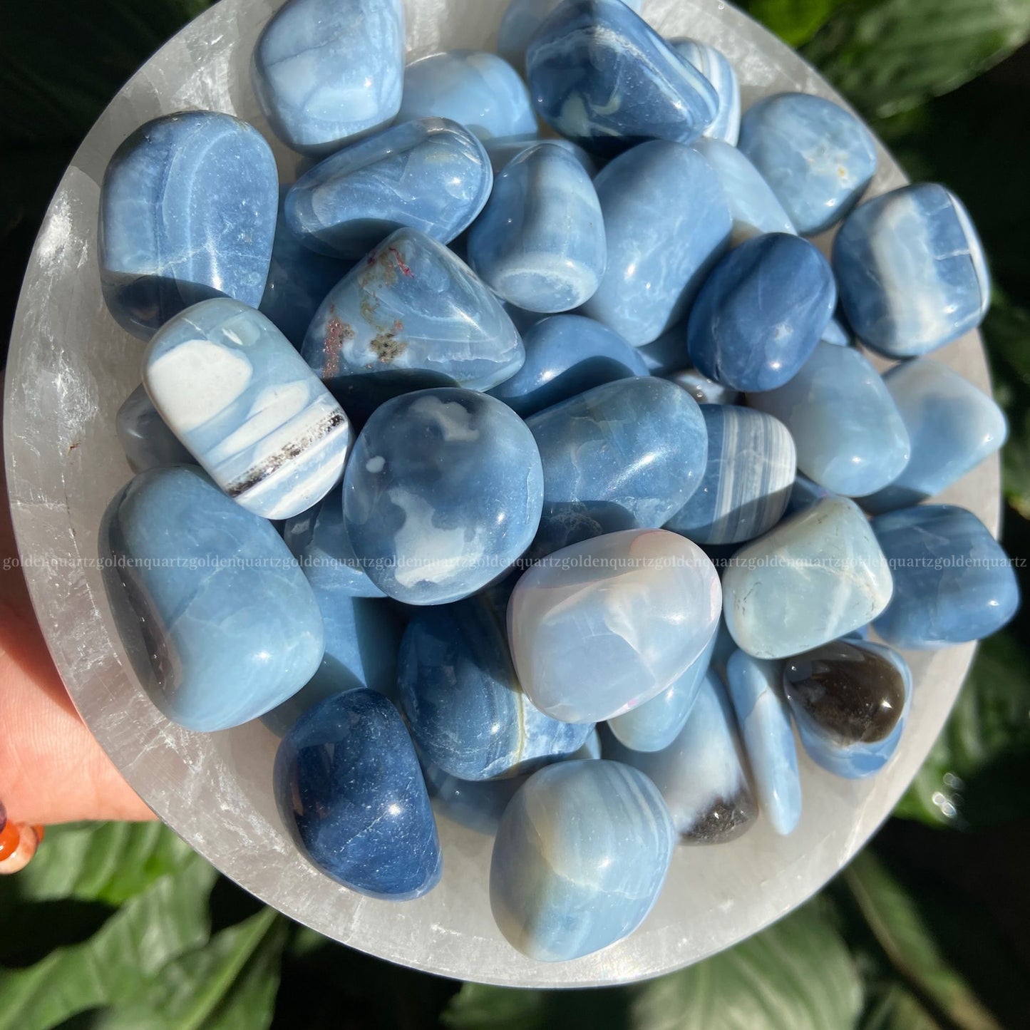 Blue Opal Tumble Stone - Golden Quartz 