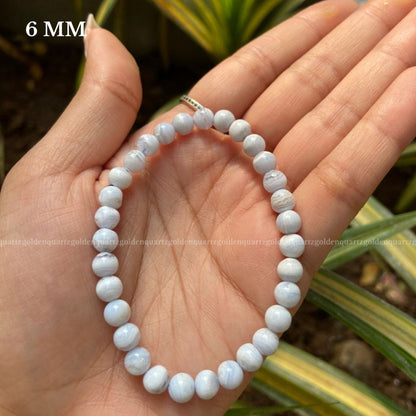 Blue Lace Agate Bracelet - Golden Quartz 