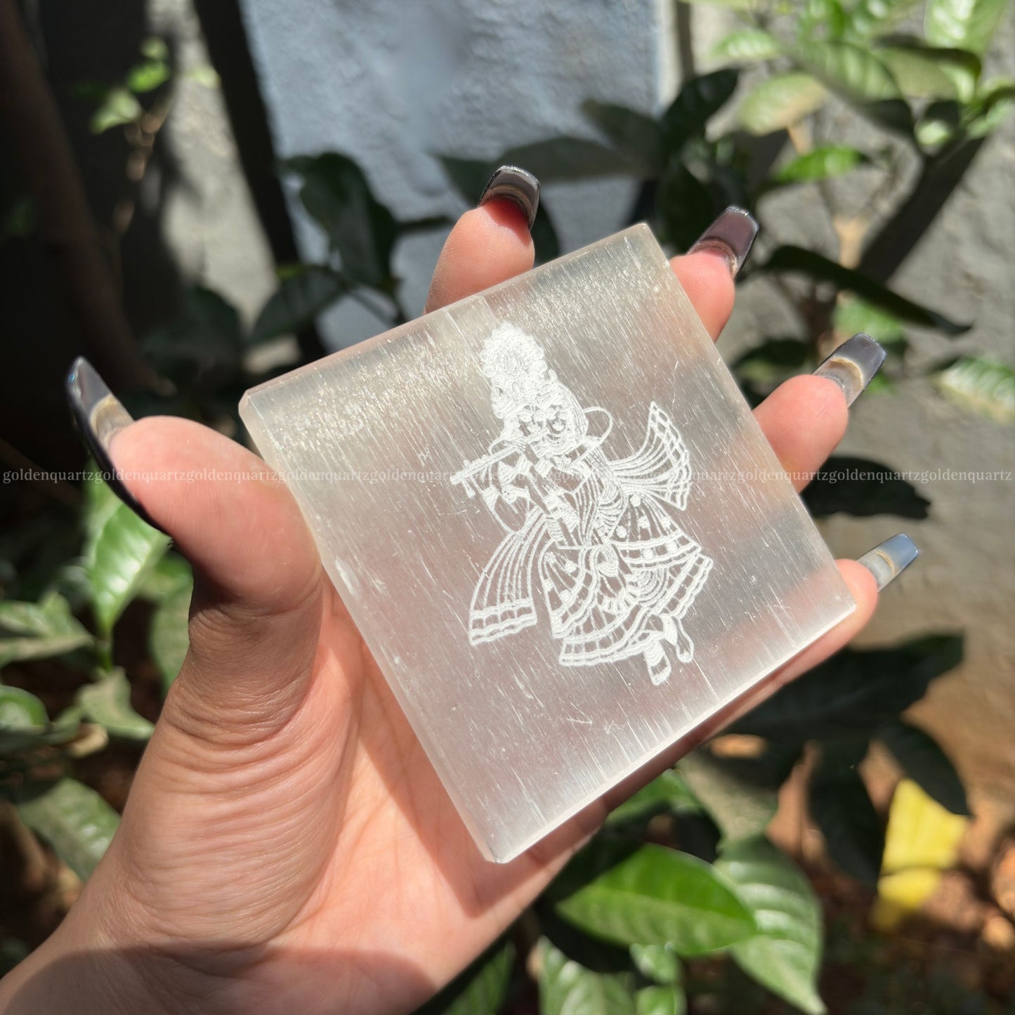 Radha Krishna Selenite Plate 3"