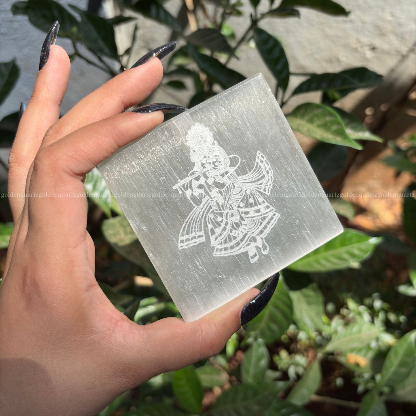 Radha Krishna Selenite Plate 3"
