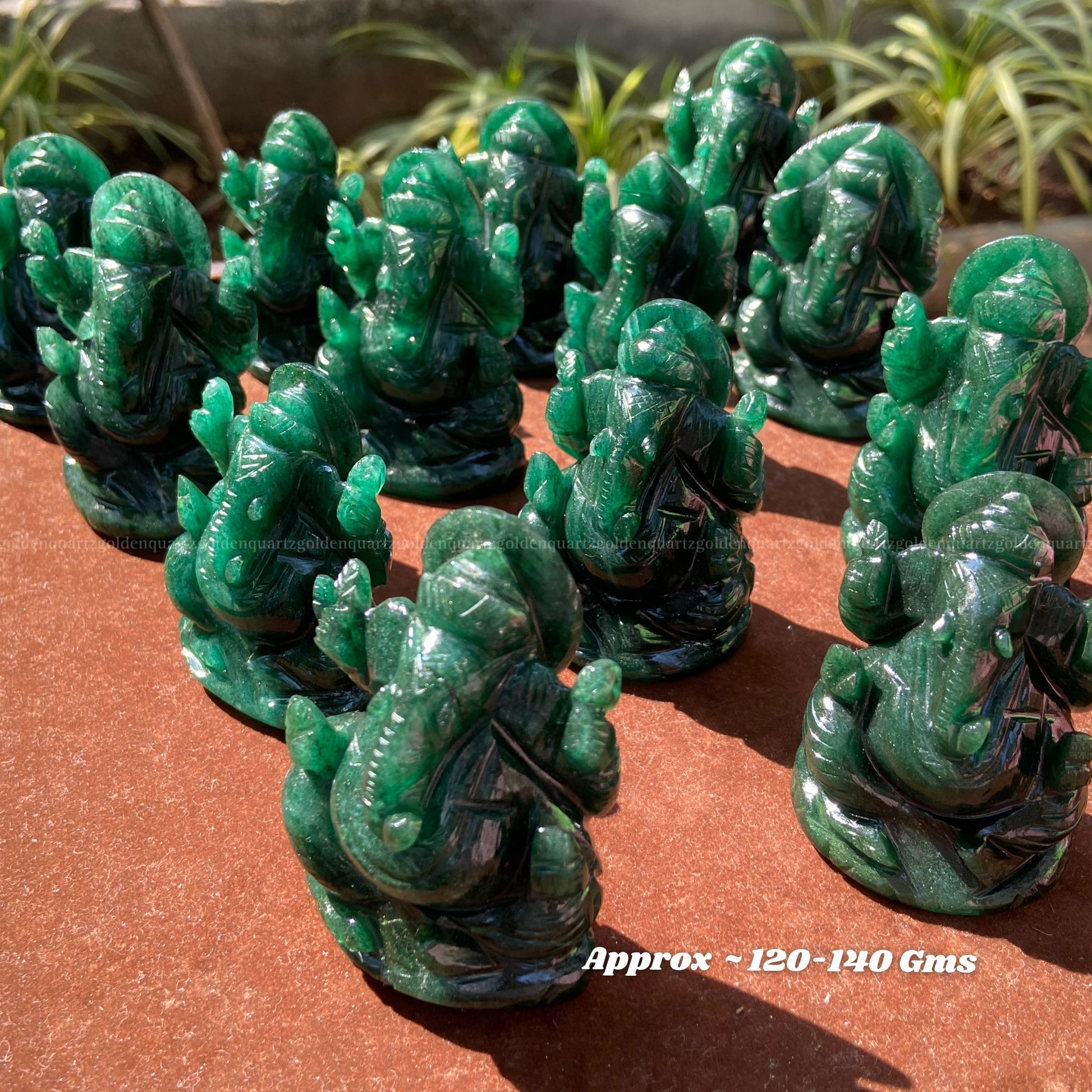 GREEN JADE GANESHA - Golden Quartz 