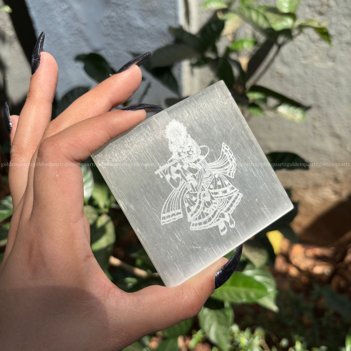 Radha Krishna Selenite Plate 3"