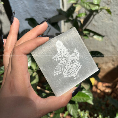 Radha Krishna Selenite Plate 3"