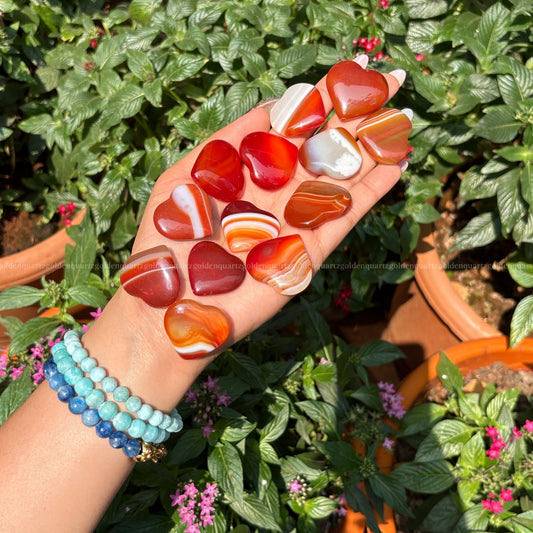 Carnelian Baby Banded Hearts