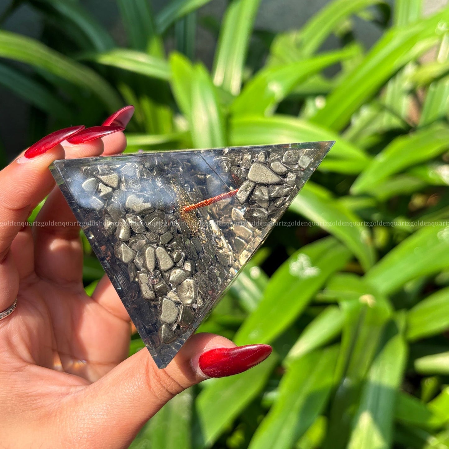 Pyrite Tree Of Life Orgonite / Orgone Pyramid For Attracting Wealth