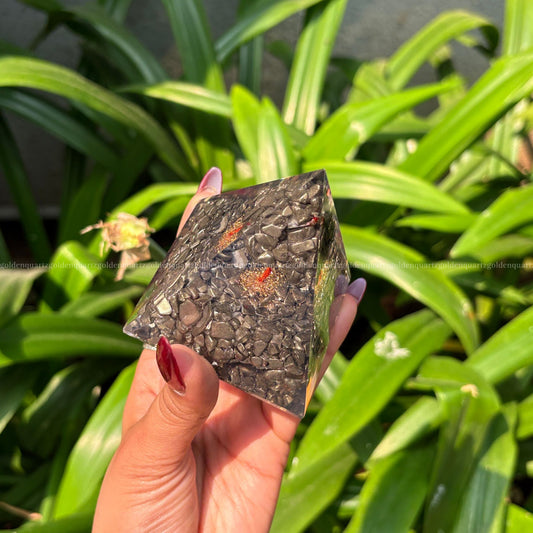 Pyrite Tree Of Life Orgonite / Orgone Pyramid For Attracting Wealth