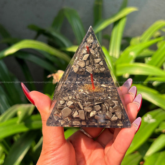 Pyrite Tree Of Life Orgonite / Orgone Pyramid For Attracting Wealth