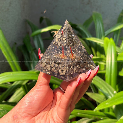 Pyrite Tree Of Life Orgonite / Orgone Pyramid For Attracting Wealth