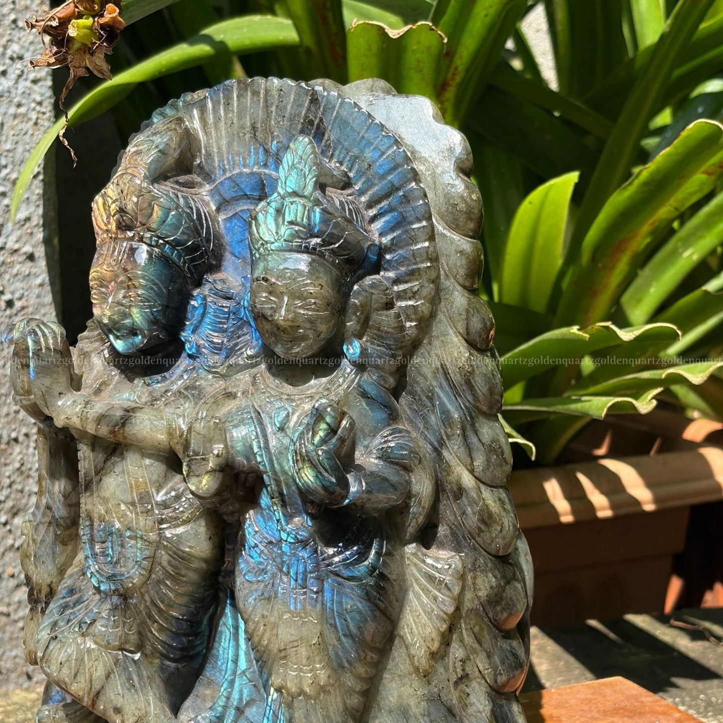 Hand Carved Labradorite Radha Krishna Murti