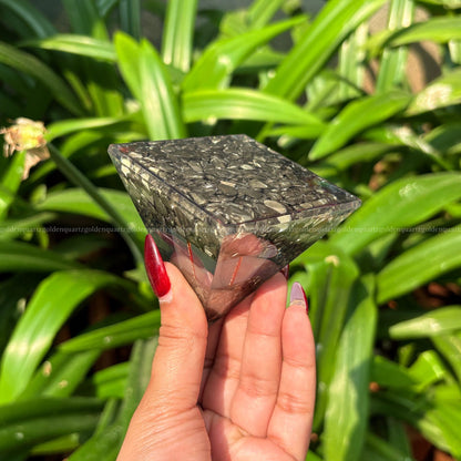 Pyrite Tree Of Life Orgonite / Orgone Pyramid For Attracting Wealth