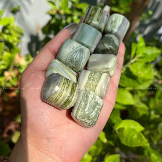 Serpentine Tumble Stone - Golden Quartz 