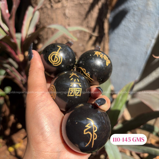 Black Tourmaline Reiki Symbol Sphere