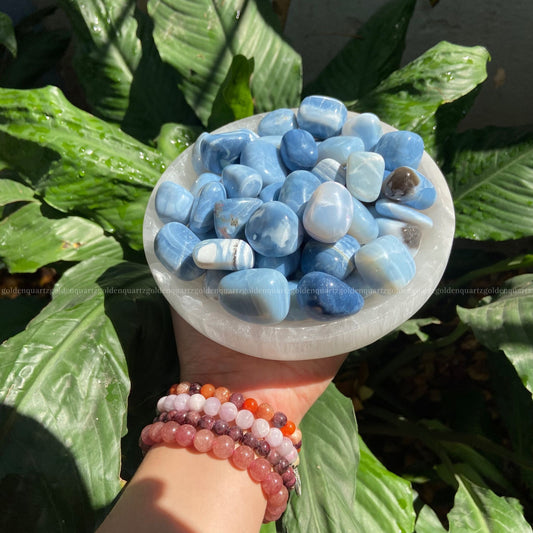 Blue Opal Tumble Stone - Golden Quartz 